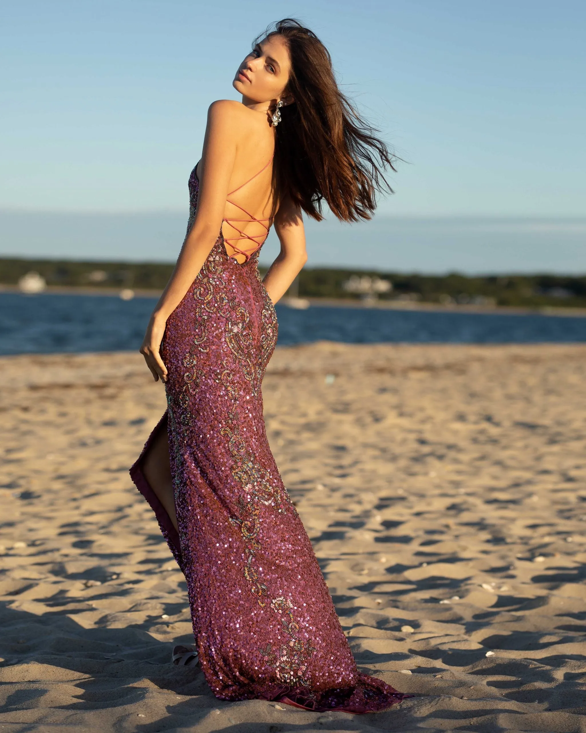 Primavera Couture 3211 Neon Pink Size 10 Sequin Prom Dress Pageant Gown Evening Formal Wear Side Slit