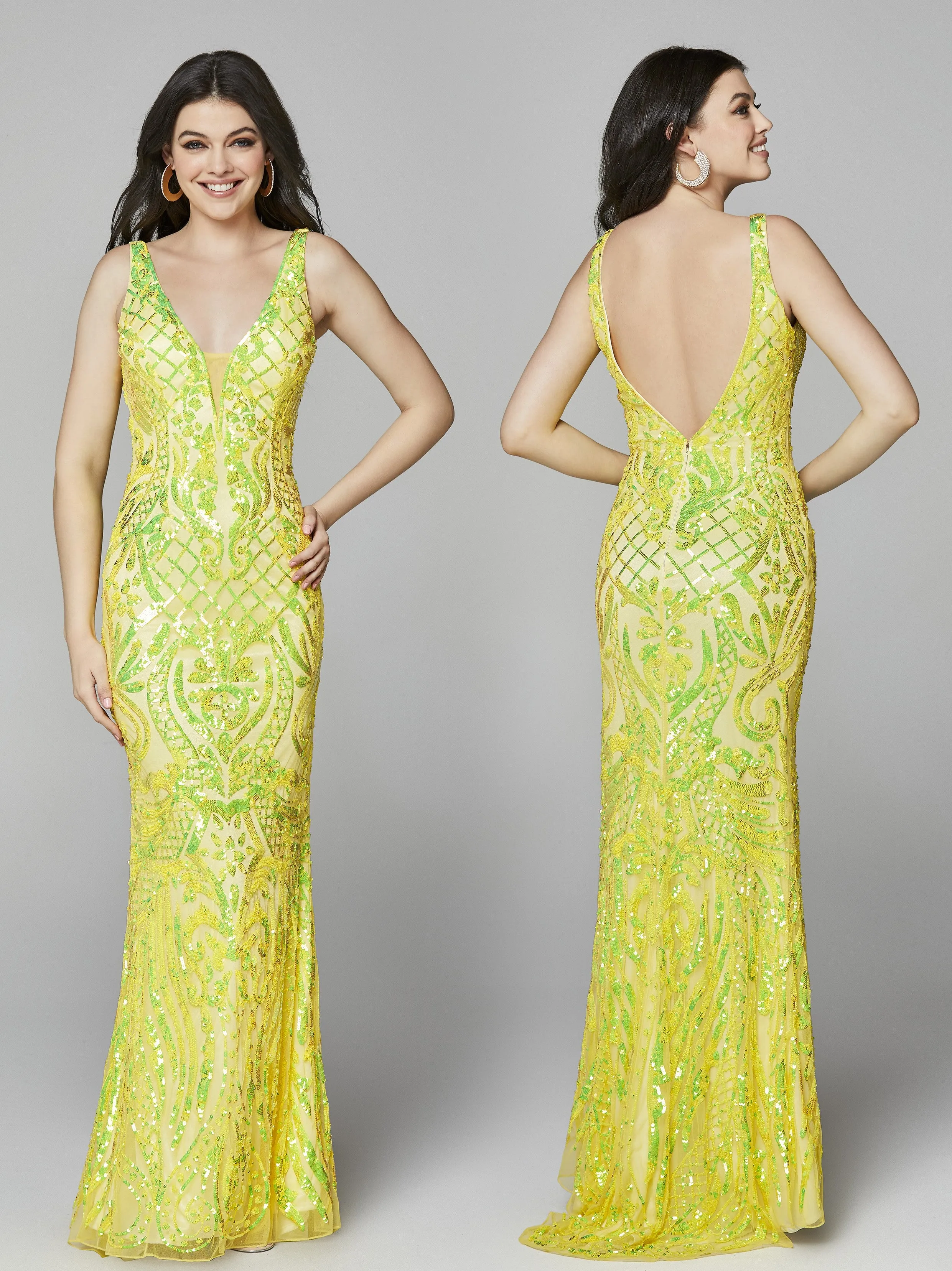Primavera Couture 3612 Size 4, 16 Long Fitted Sequin Formal Prom Dress Pageant Gown Backless