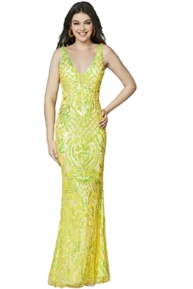 Primavera Couture 3612 Size 4, 16 Long Fitted Sequin Formal Prom Dress Pageant Gown Backless