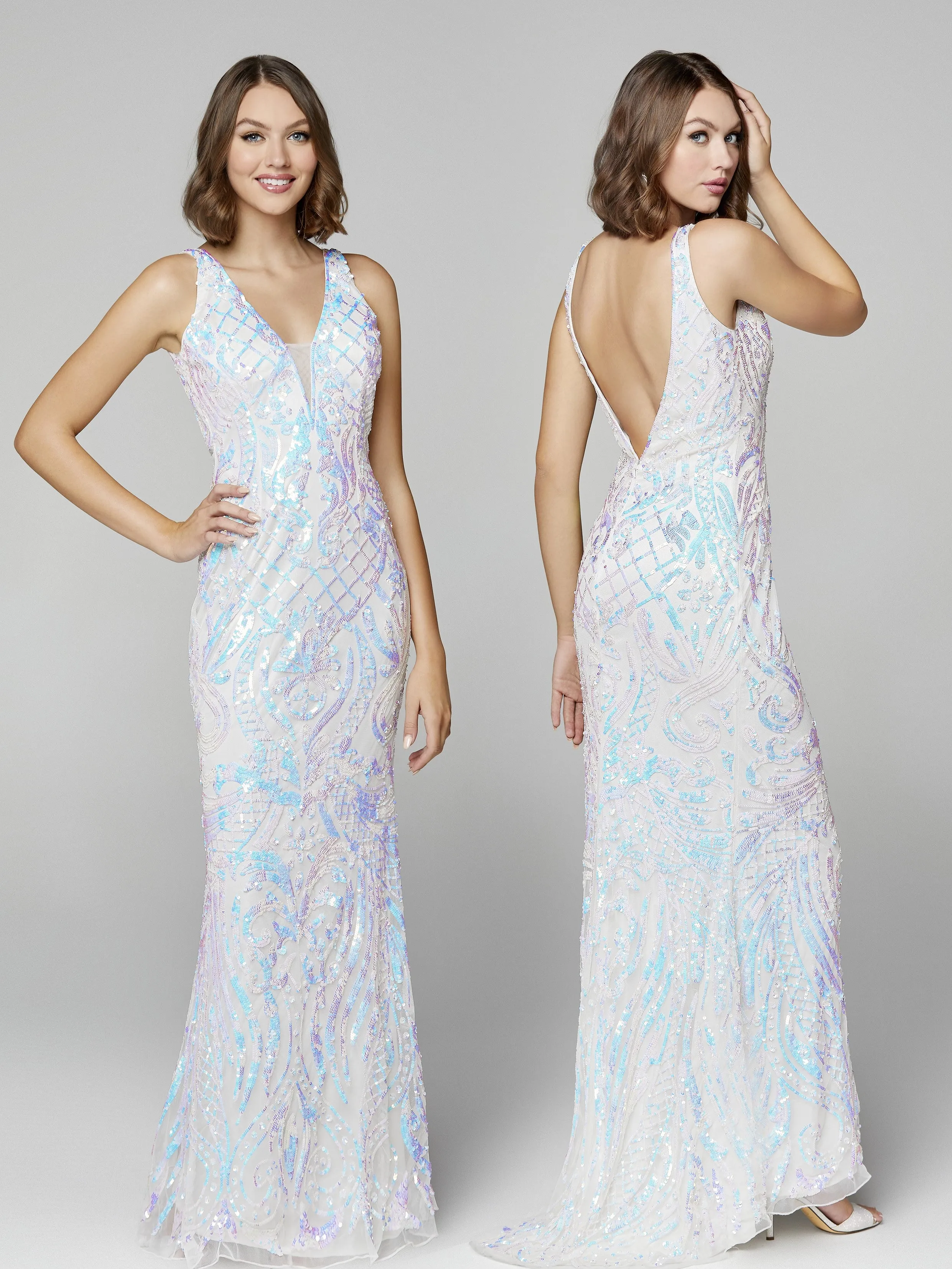 Primavera Couture 3612 Size 4, 16 Long Fitted Sequin Formal Prom Dress Pageant Gown Backless
