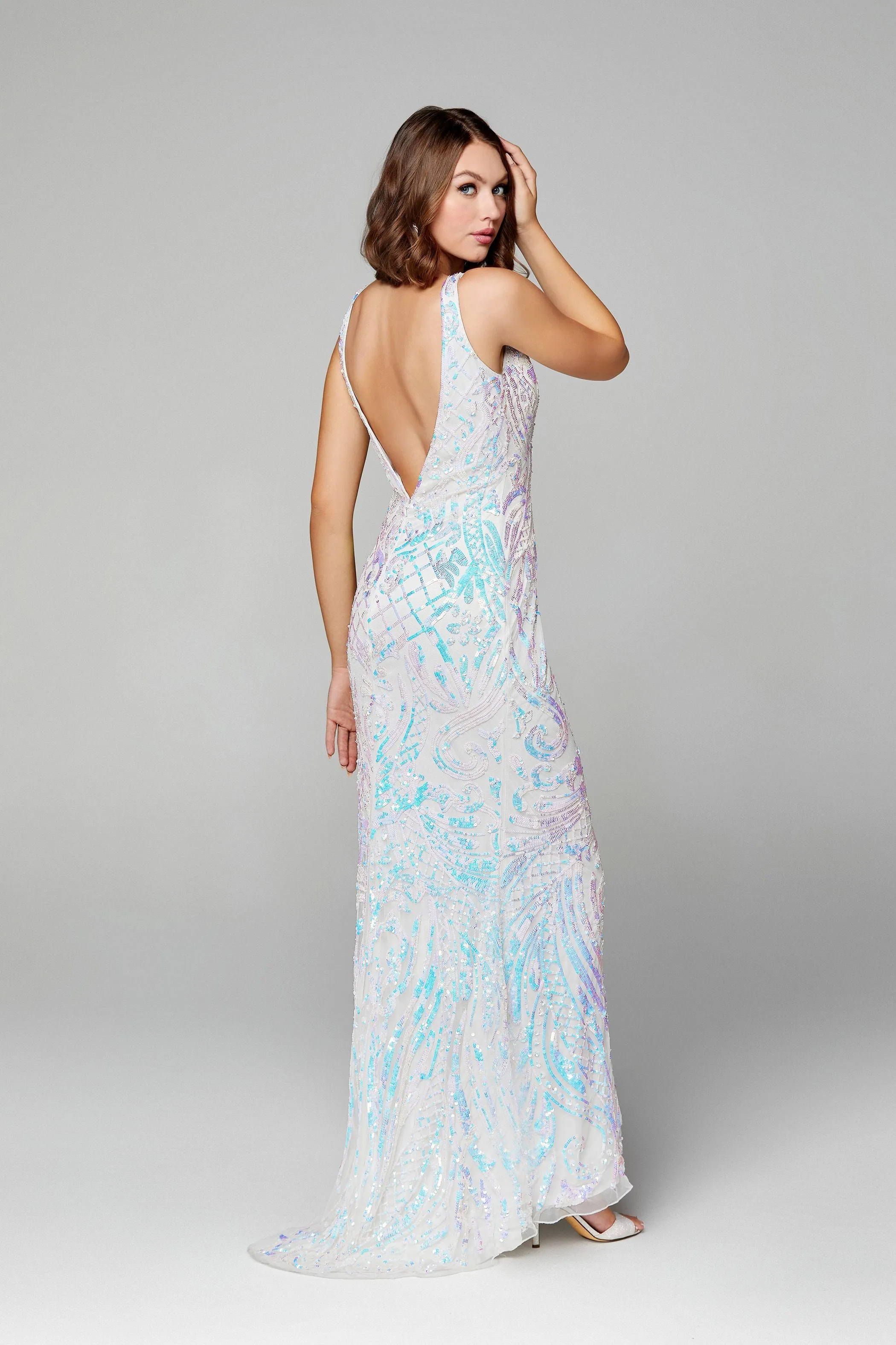 Primavera Couture 3612 Size 4, 16 Long Fitted Sequin Formal Prom Dress Pageant Gown Backless
