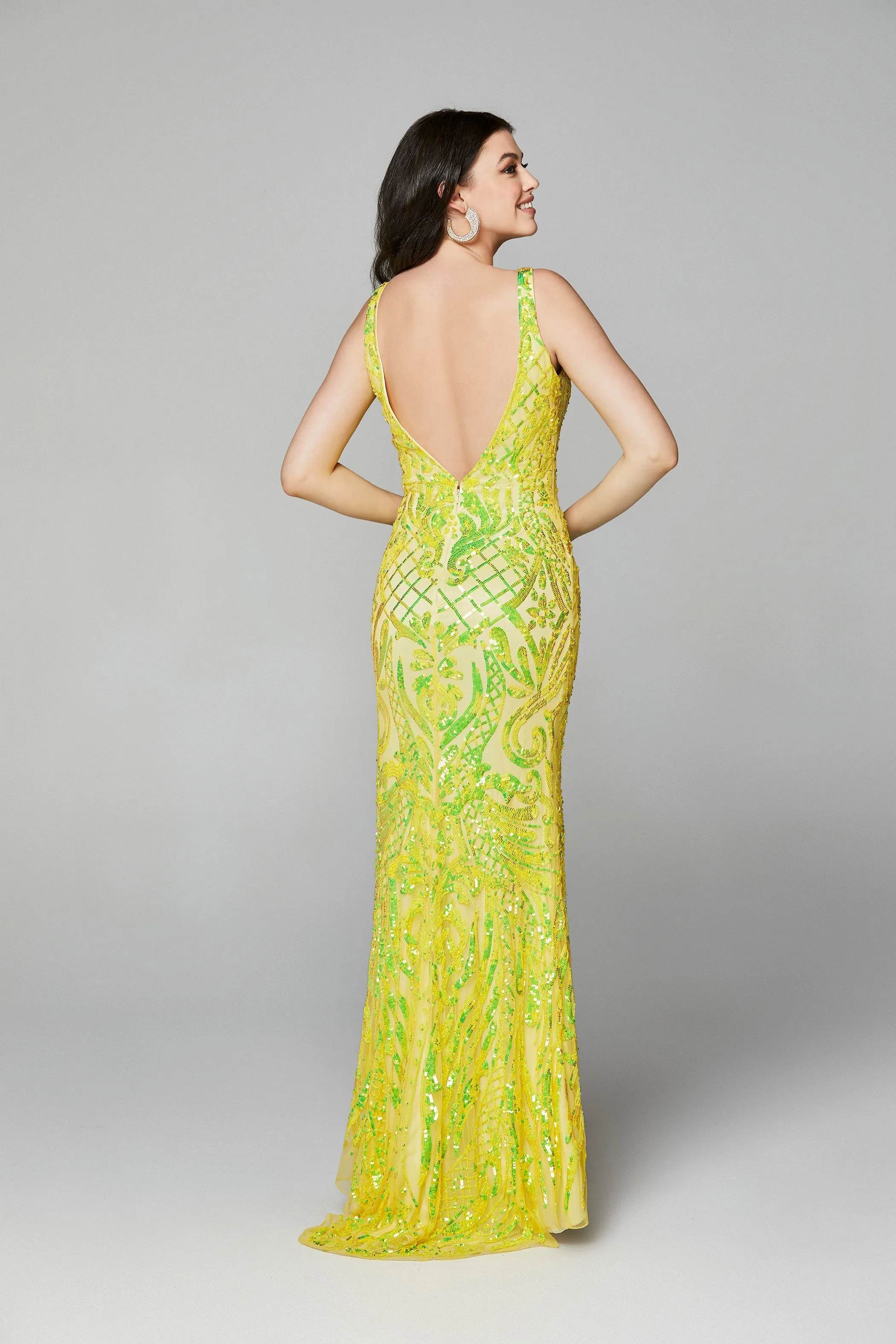 Primavera Couture 3612 Size 4, 16 Long Fitted Sequin Formal Prom Dress Pageant Gown Backless
