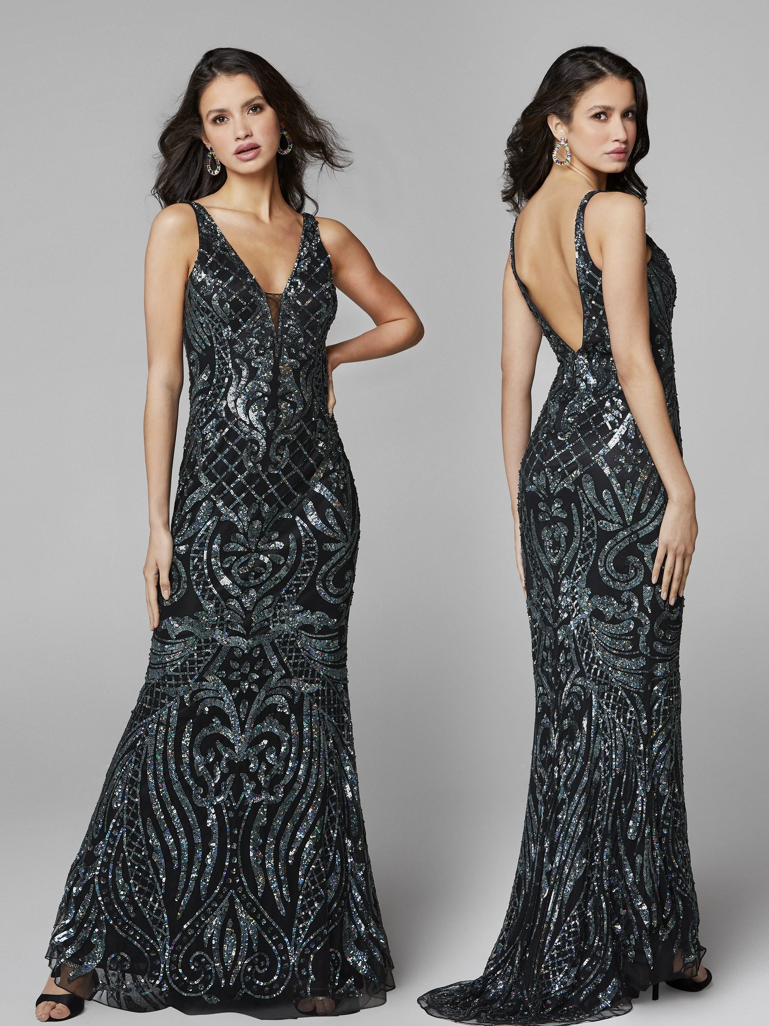 Primavera Couture 3612 Size 4, 16 Long Fitted Sequin Formal Prom Dress Pageant Gown Backless