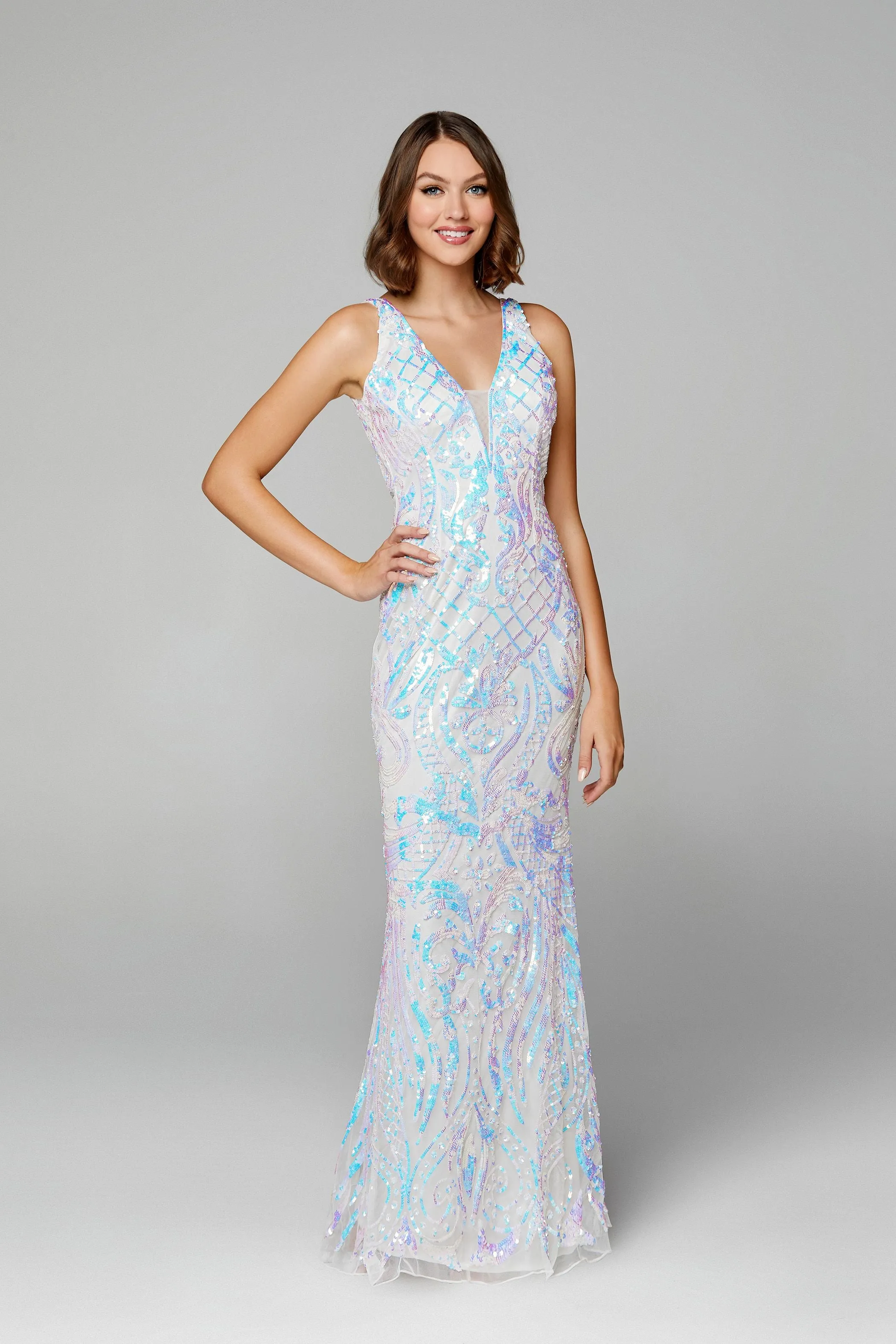 Primavera Couture 3612 Size 4, 16 Long Fitted Sequin Formal Prom Dress Pageant Gown Backless