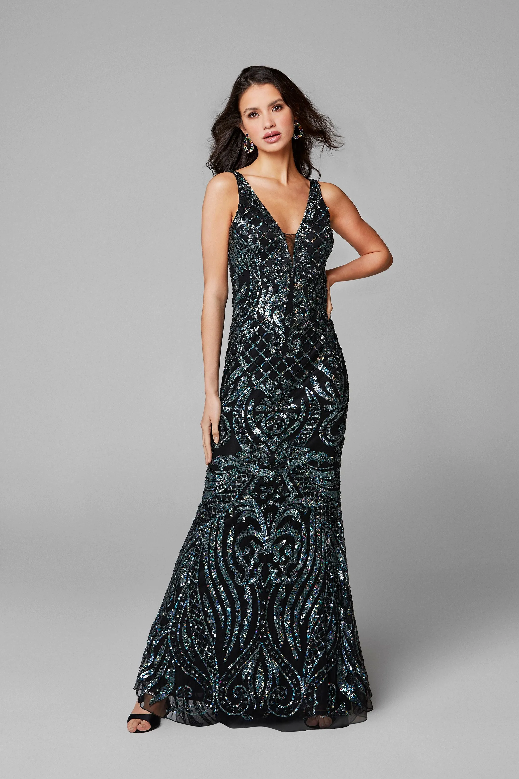 Primavera Couture 3612 Size 4, 16 Long Fitted Sequin Formal Prom Dress Pageant Gown Backless