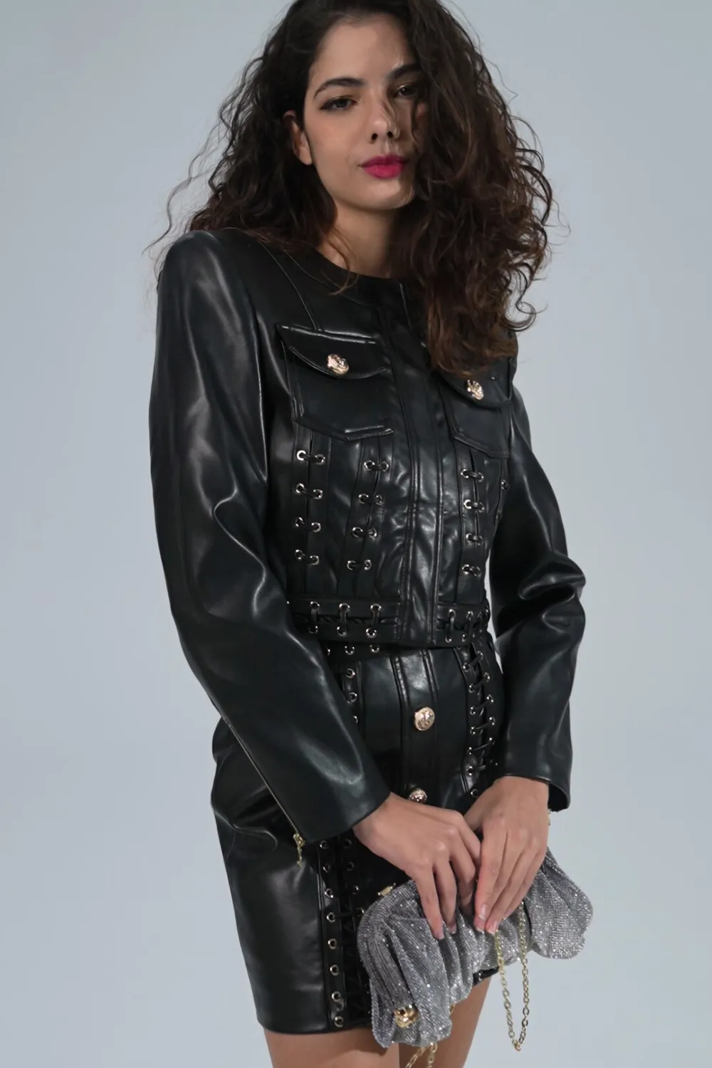 Punky Faux Leather Jacket/Skirt
