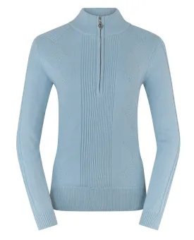 PURE GOLF Sorrell Cable Knit Lined Quarter Zip Jumper 501 Powder Blue