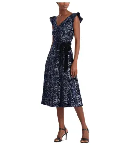 RALPH LAUREN Women's Sequined Velvet Cocktail Dress