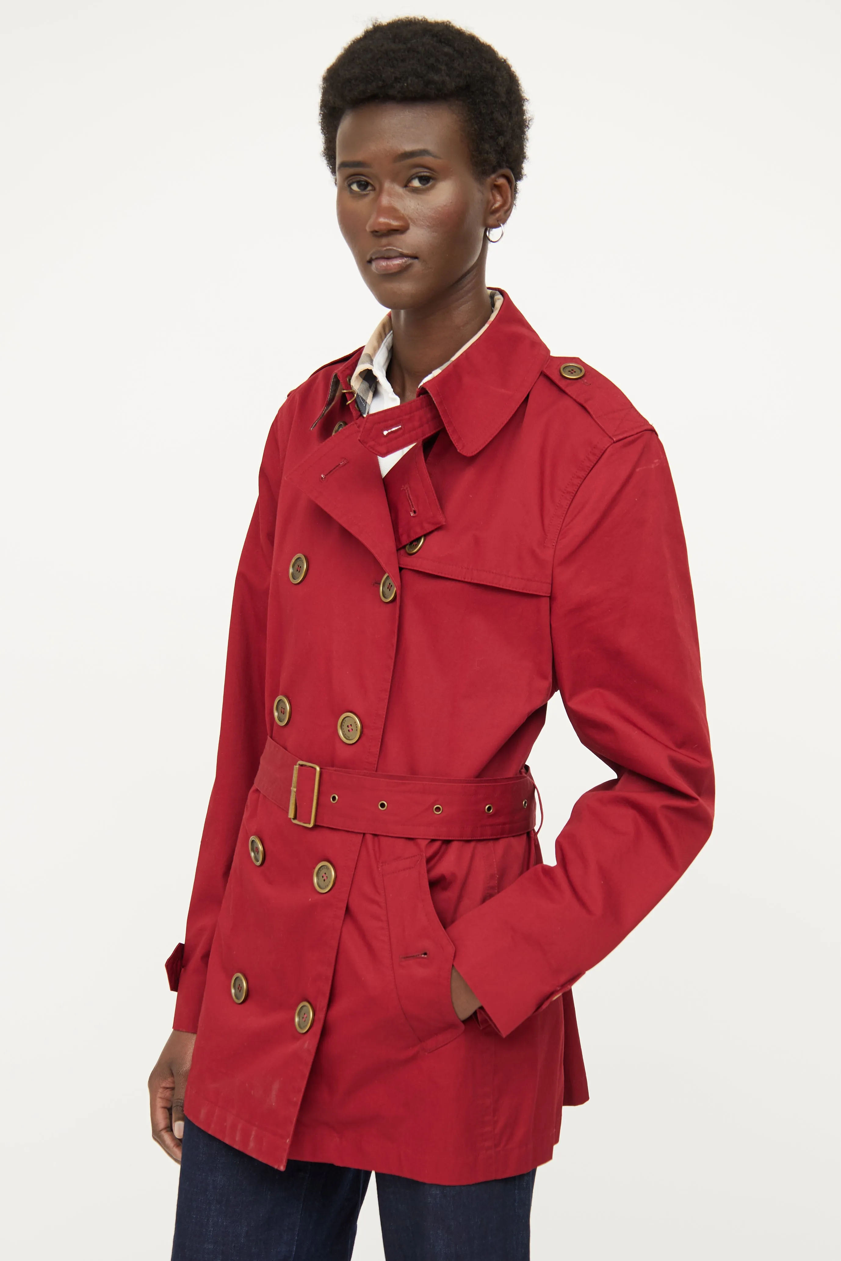 Red Double Breasted Trench