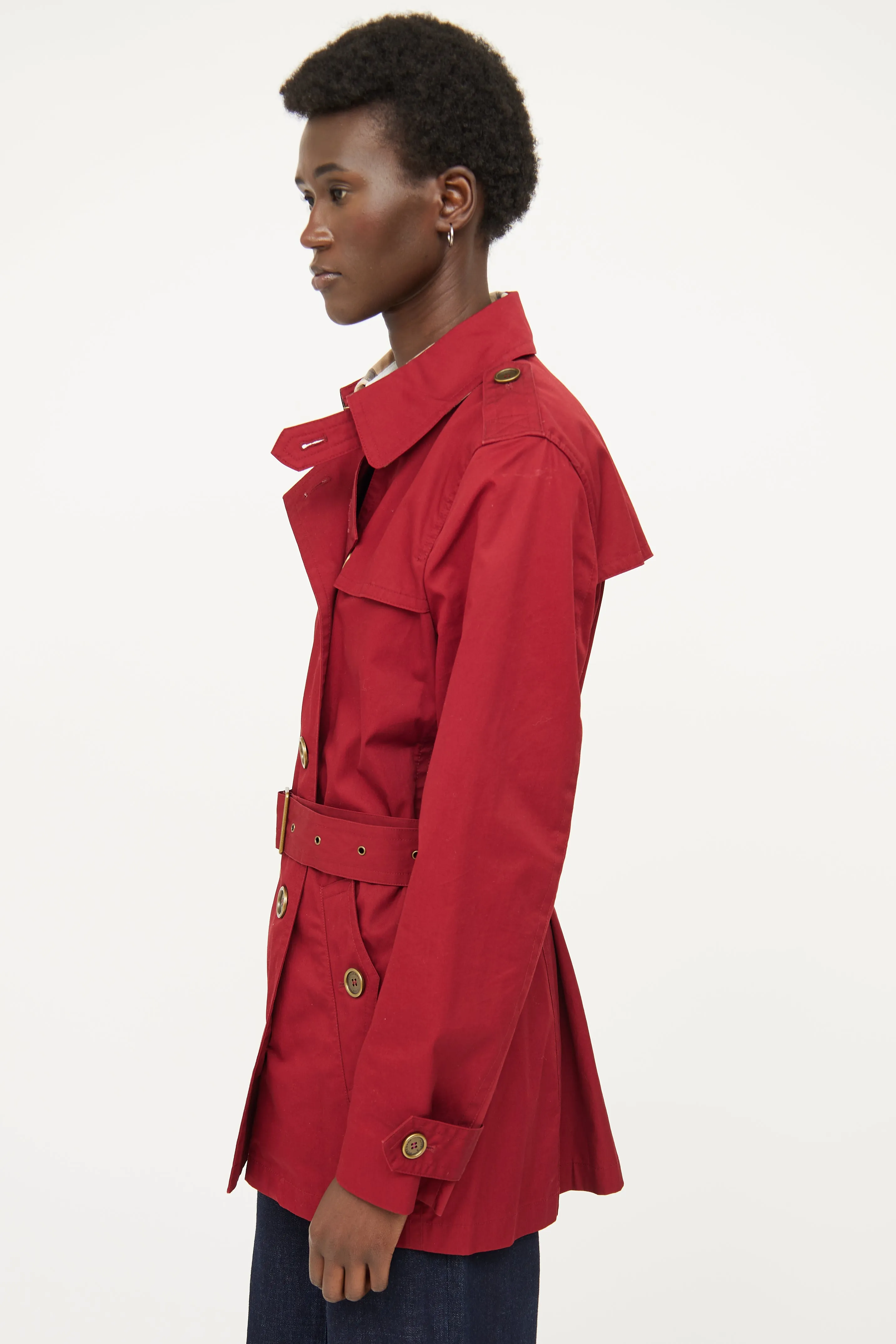 Red Double Breasted Trench
