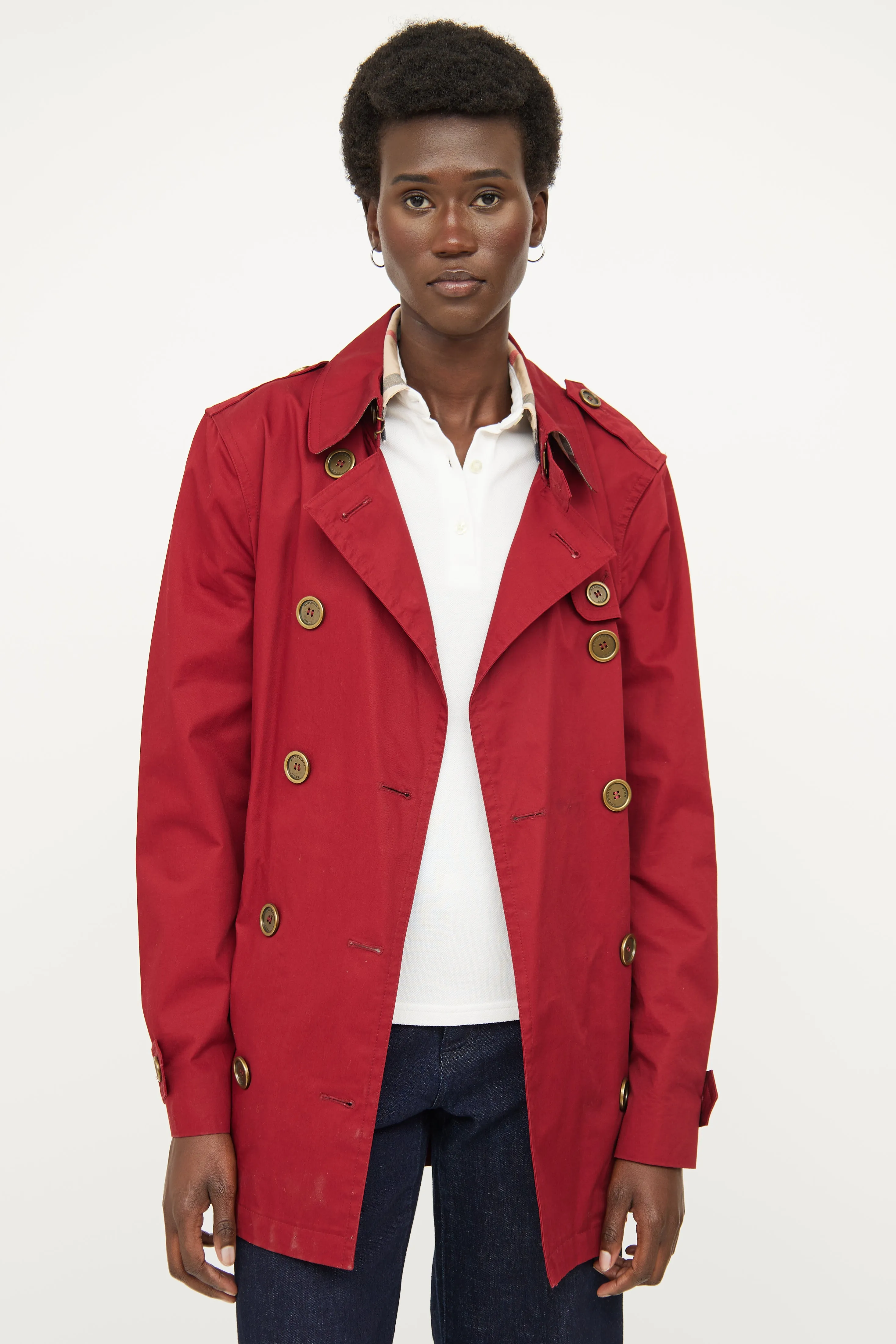 Red Double Breasted Trench