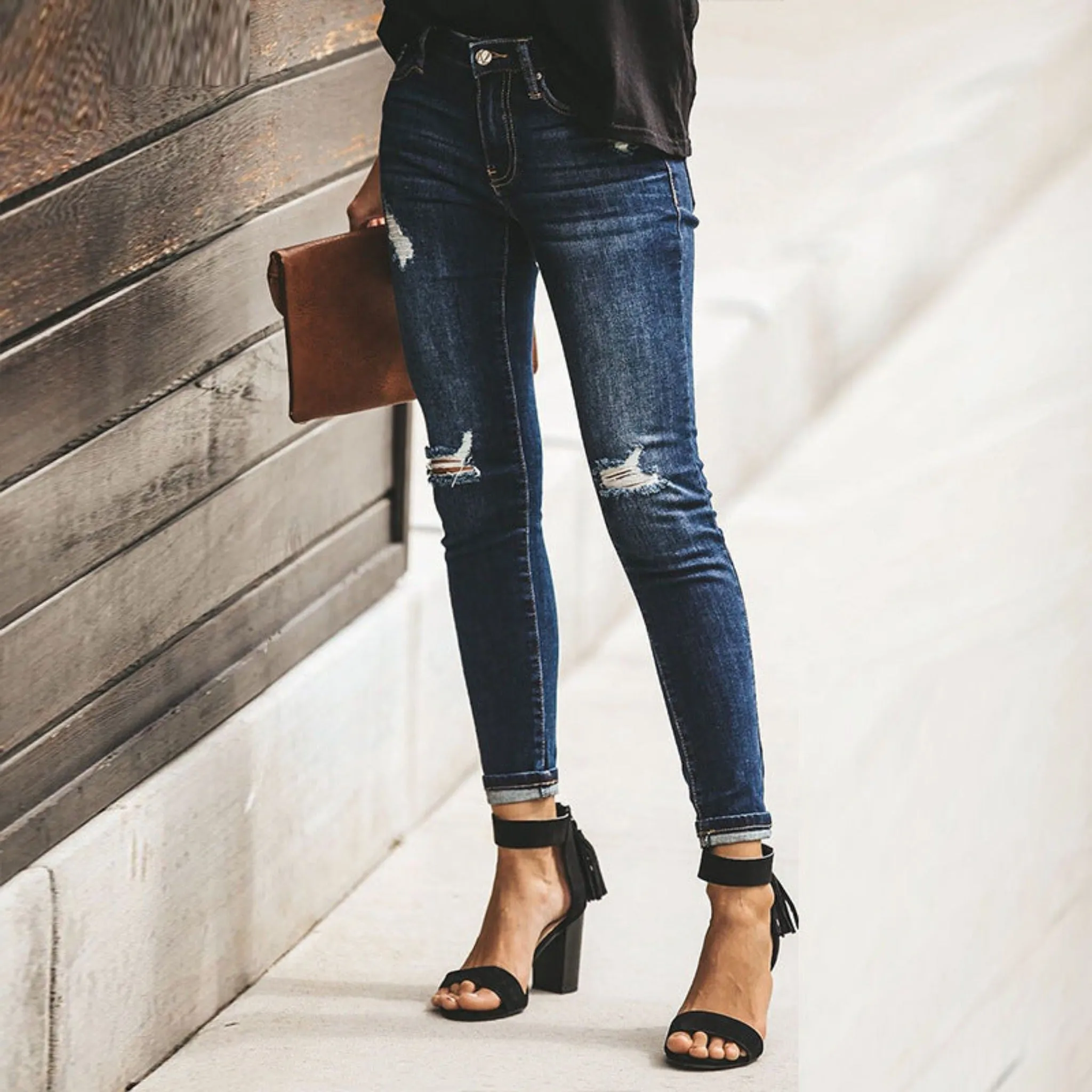 Ripped Skinny Slim Women's Jeans