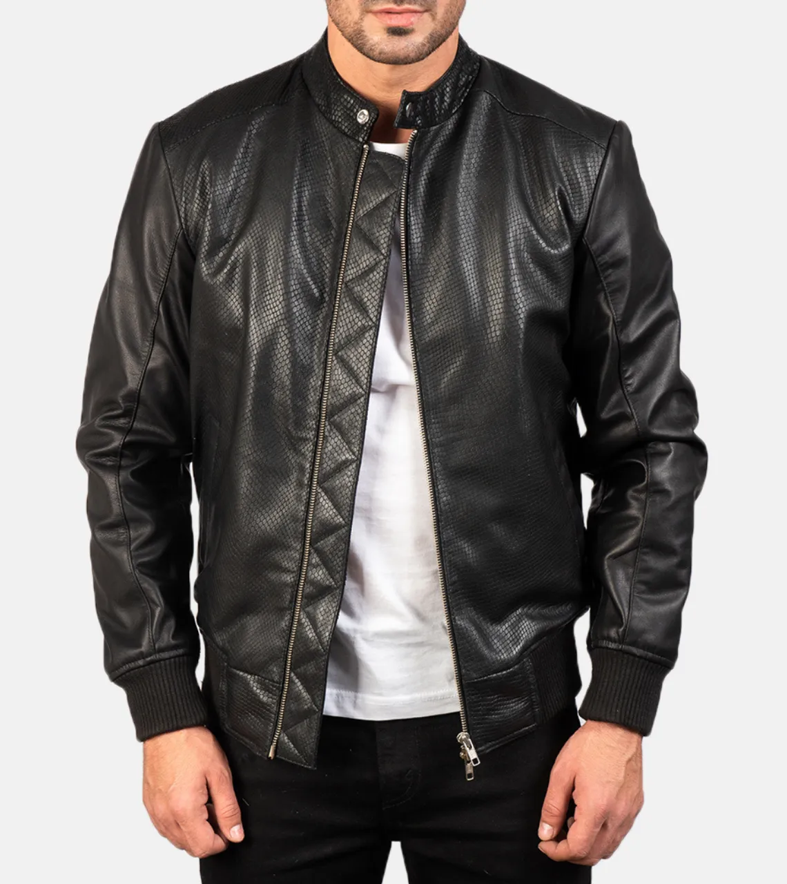 Rocher Percé Men's Leather Bomber Jacket