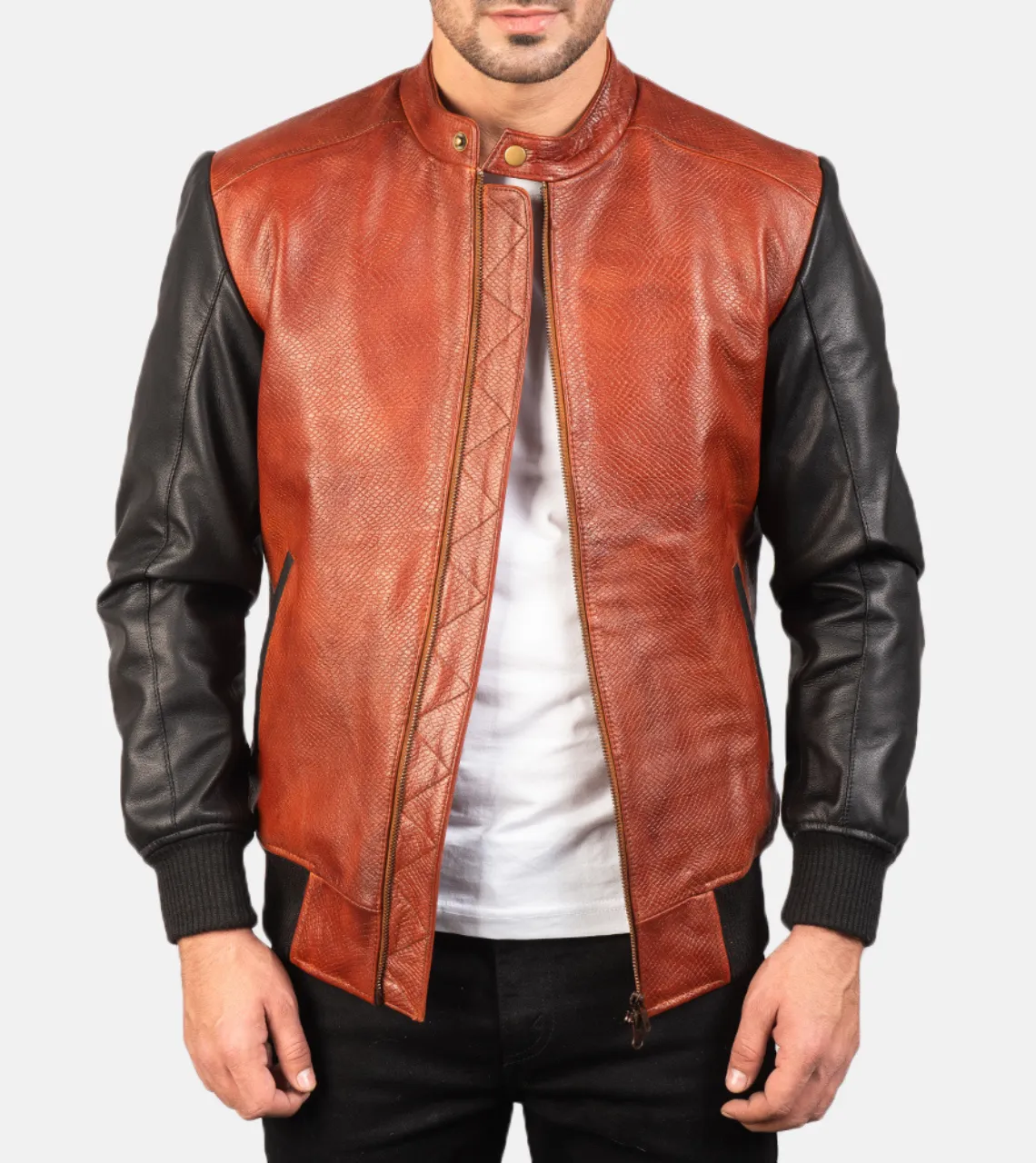 Rocher Percé Men's Leather Bomber Jacket