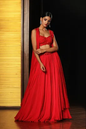 Ruched Jacket Lehenga Set
