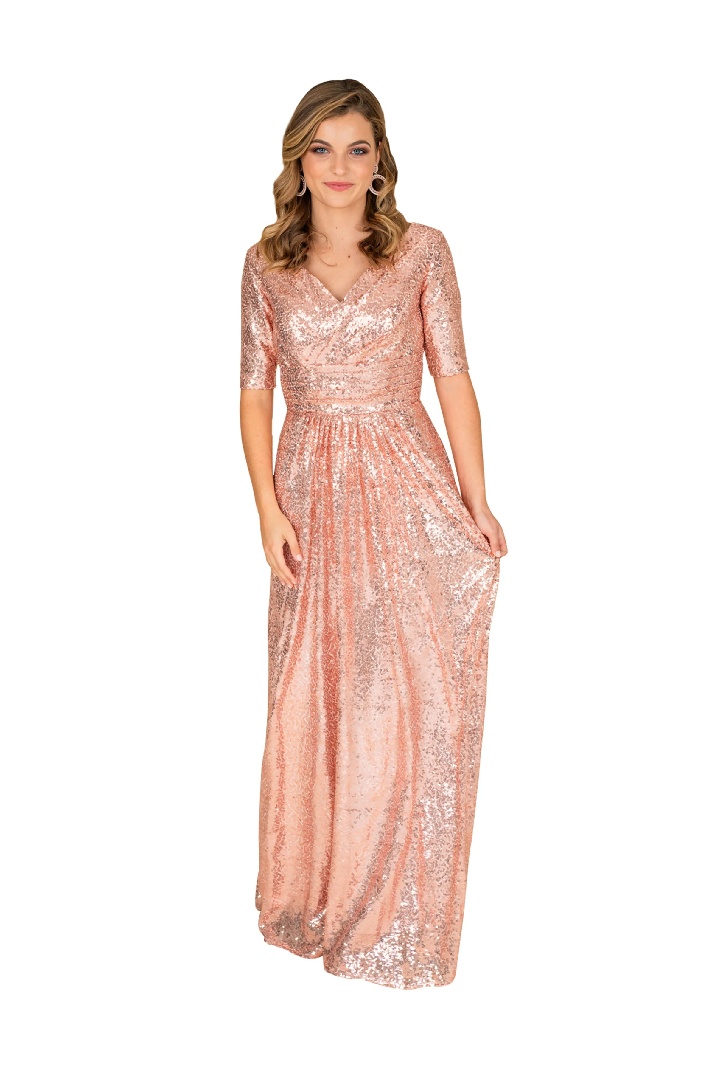Shimmering Sequin A-Line Evening Gown