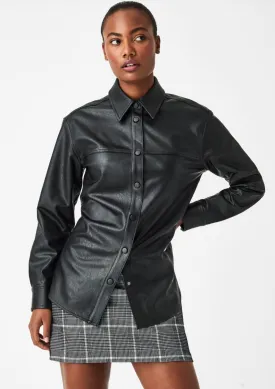 Spanx Leather Like Long Sleeve Luxe Black