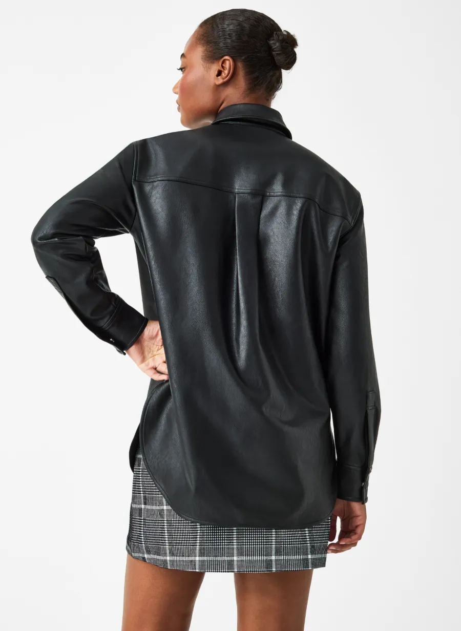 Spanx Leather Like Long Sleeve Luxe Black
