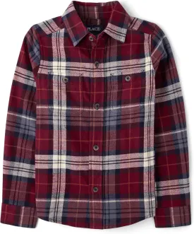 The Children's Place Boys' Long Sleeve Plaid Flannel Button Up Shirt