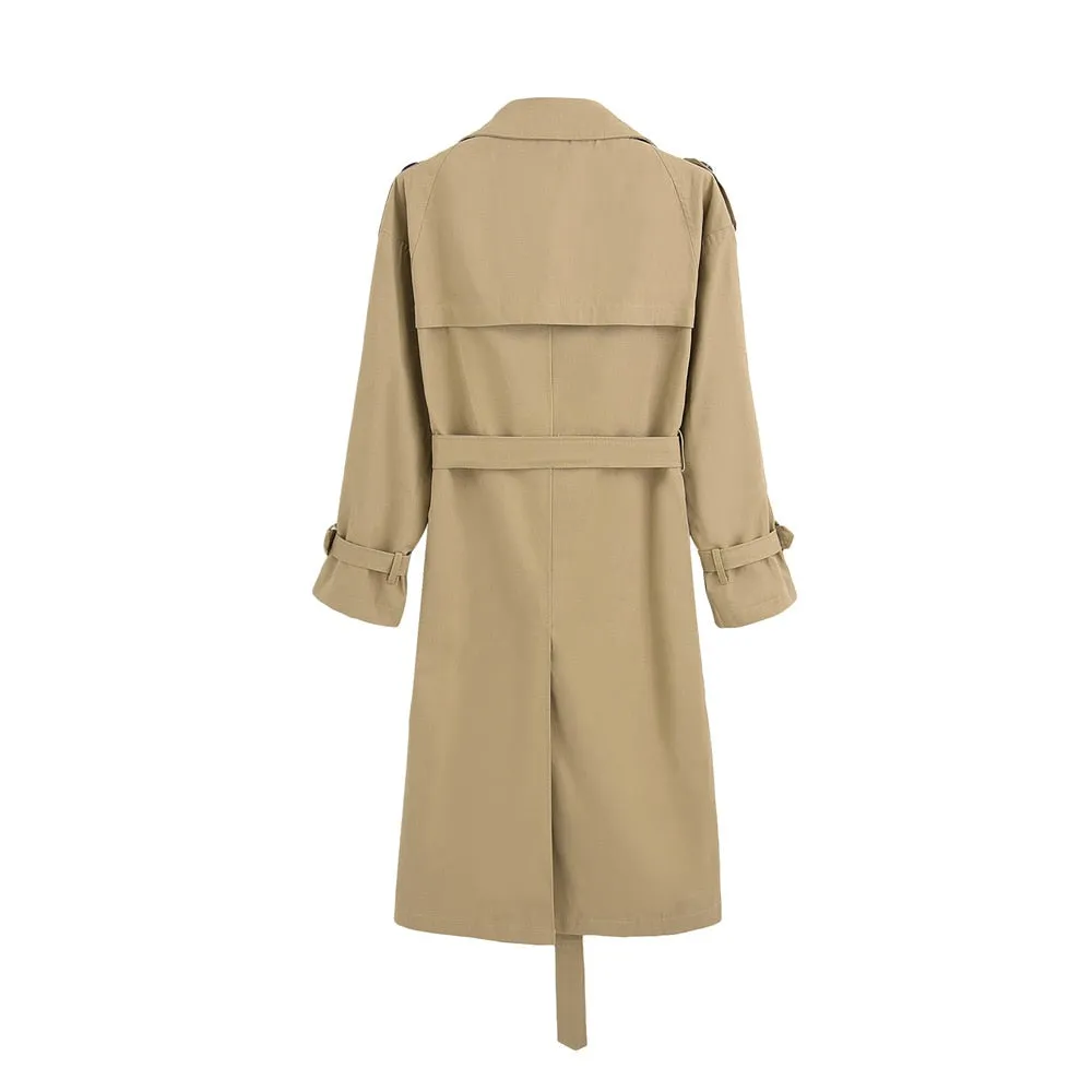 Trench Coat With Double-Breasted Styling - Fits Loosely