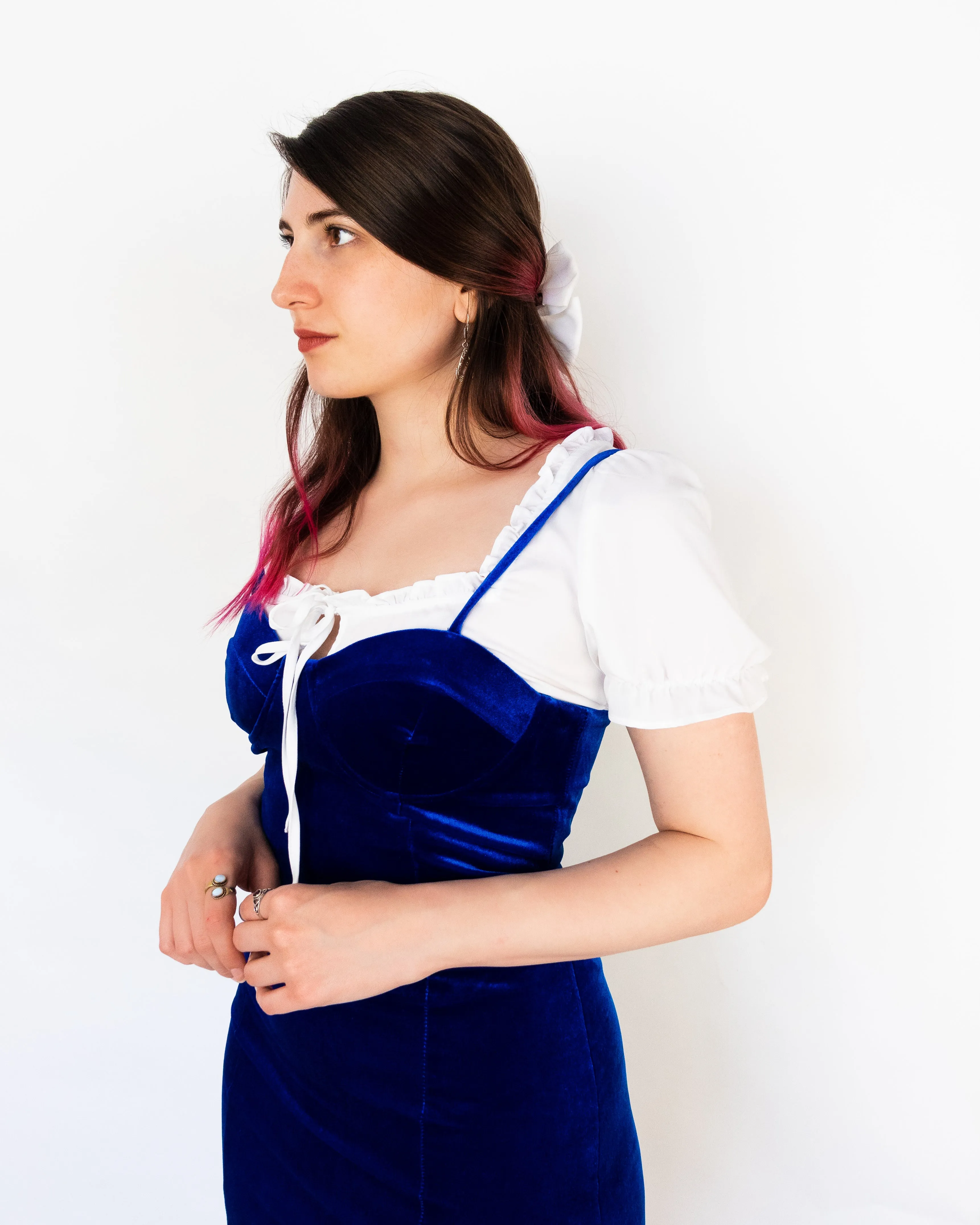 Velvet Mini Dress Blue