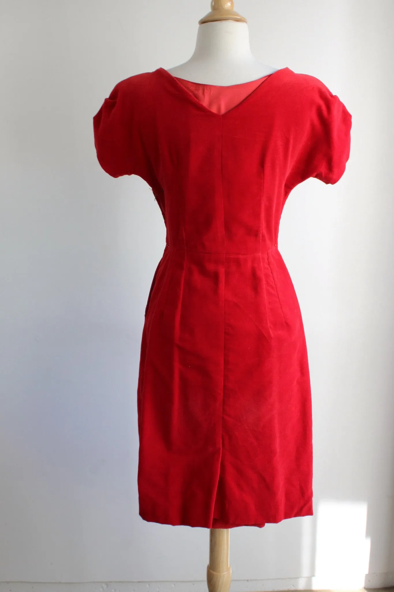 Vintage 1950s Red Velvet Dress