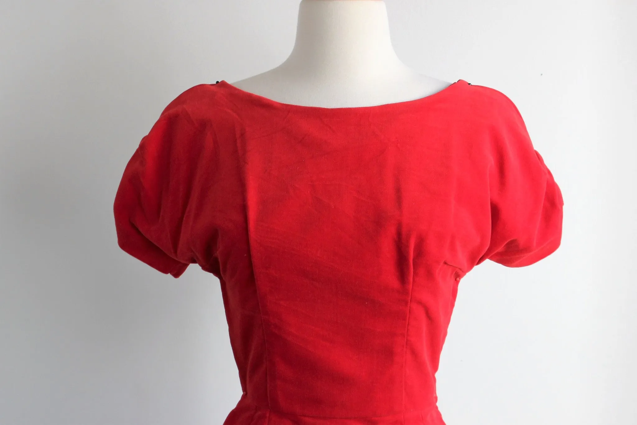 Vintage 1950s Red Velvet Dress