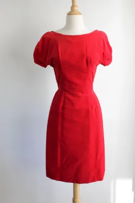 Vintage 1950s Red Velvet Dress