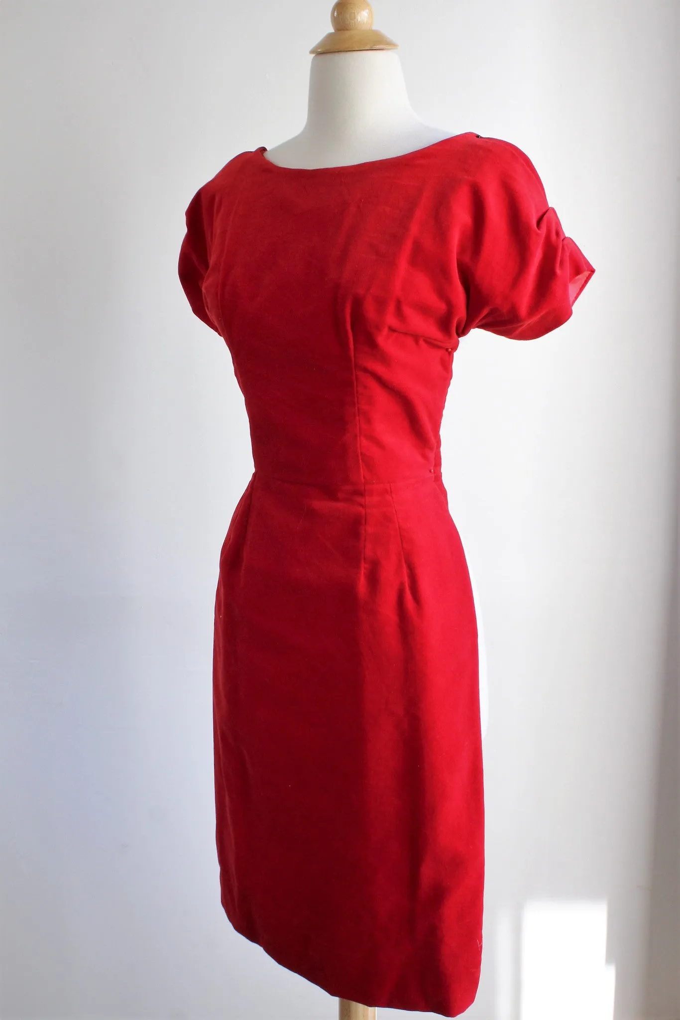 Vintage 1950s Red Velvet Dress