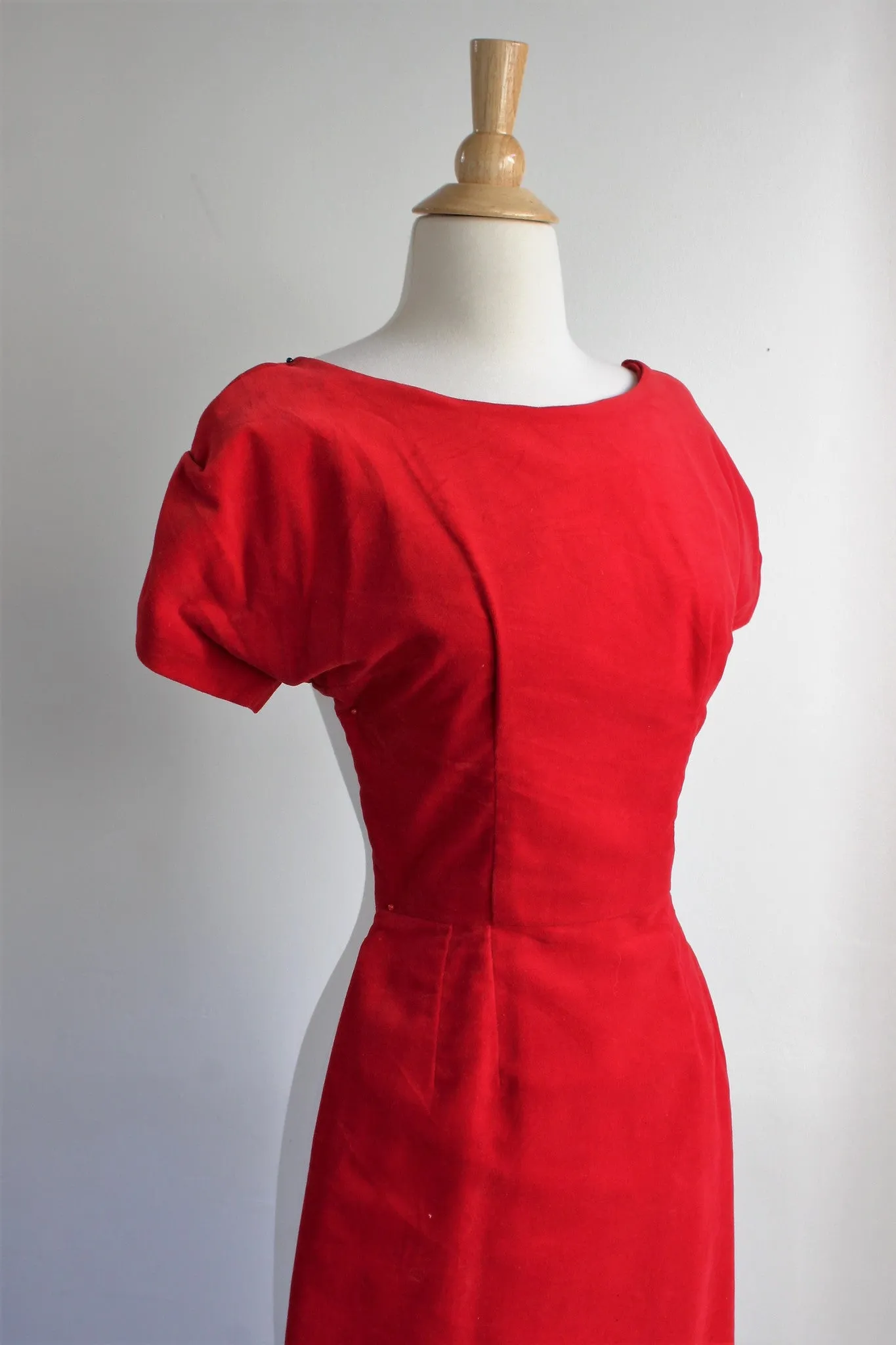 Vintage 1950s Red Velvet Dress