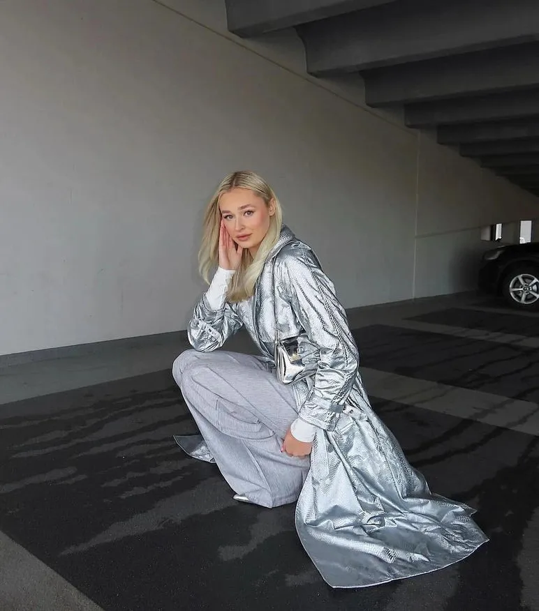 Vivienne Silver Trench Coat