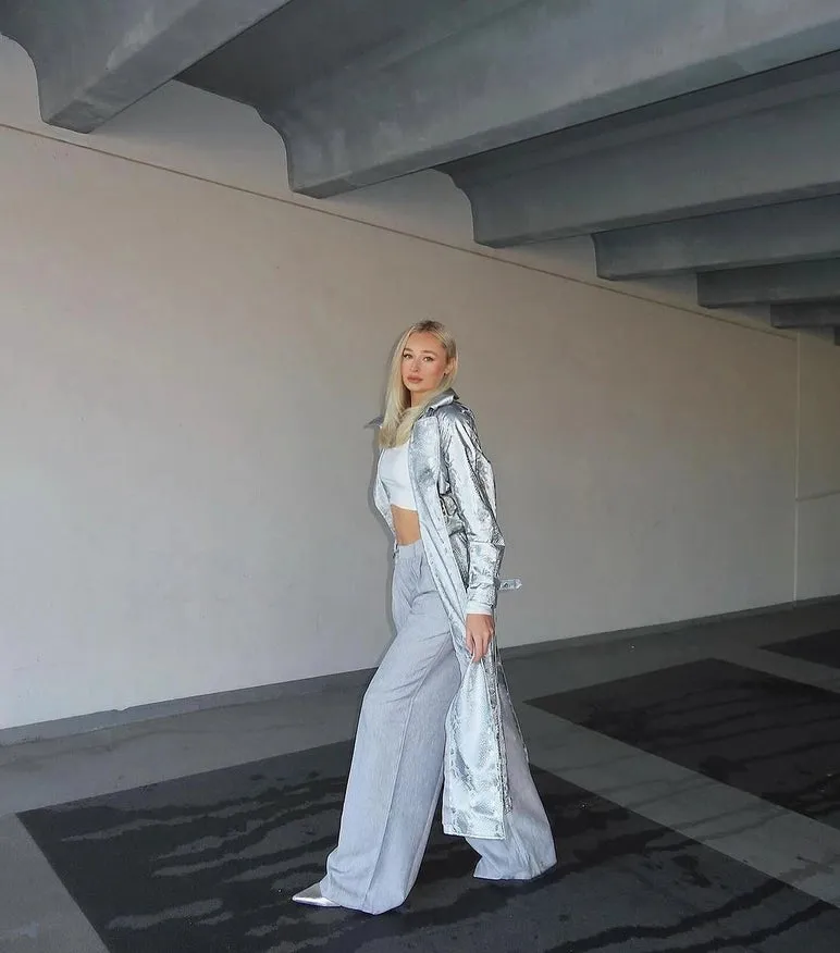 Vivienne Silver Trench Coat