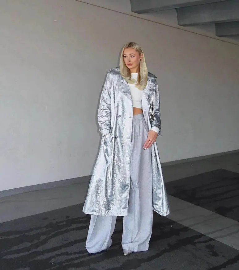 Vivienne Silver Trench Coat
