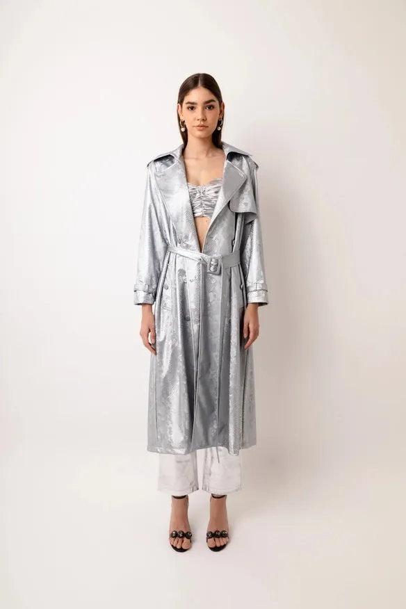 Vivienne Silver Trench Coat