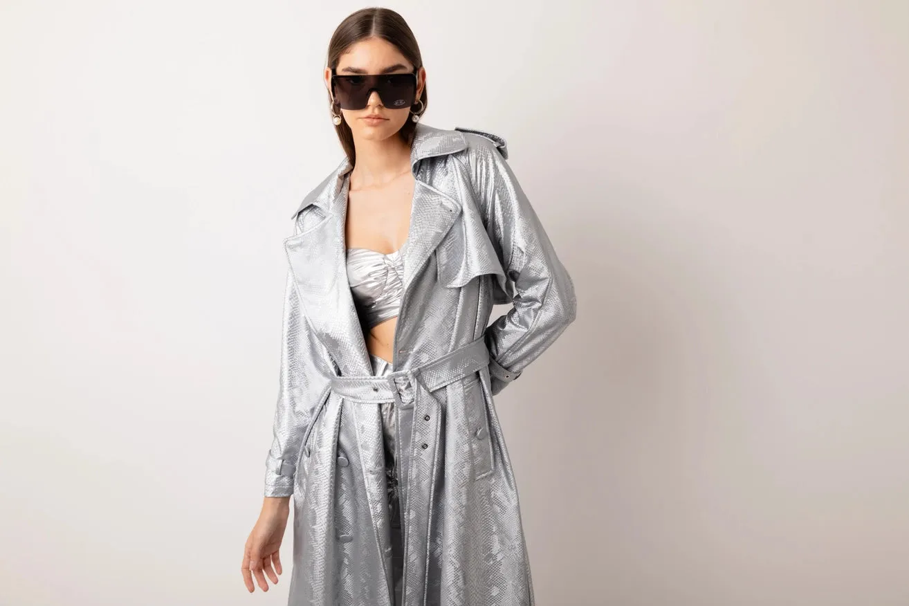 Vivienne Silver Trench Coat