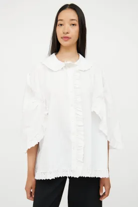 White Cotton Lace Trim Blouse
