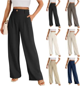 Wide Leg Dress Pants for Women Business Casual Work Trousers Long Straight Suit Pants High Waisted Slacks