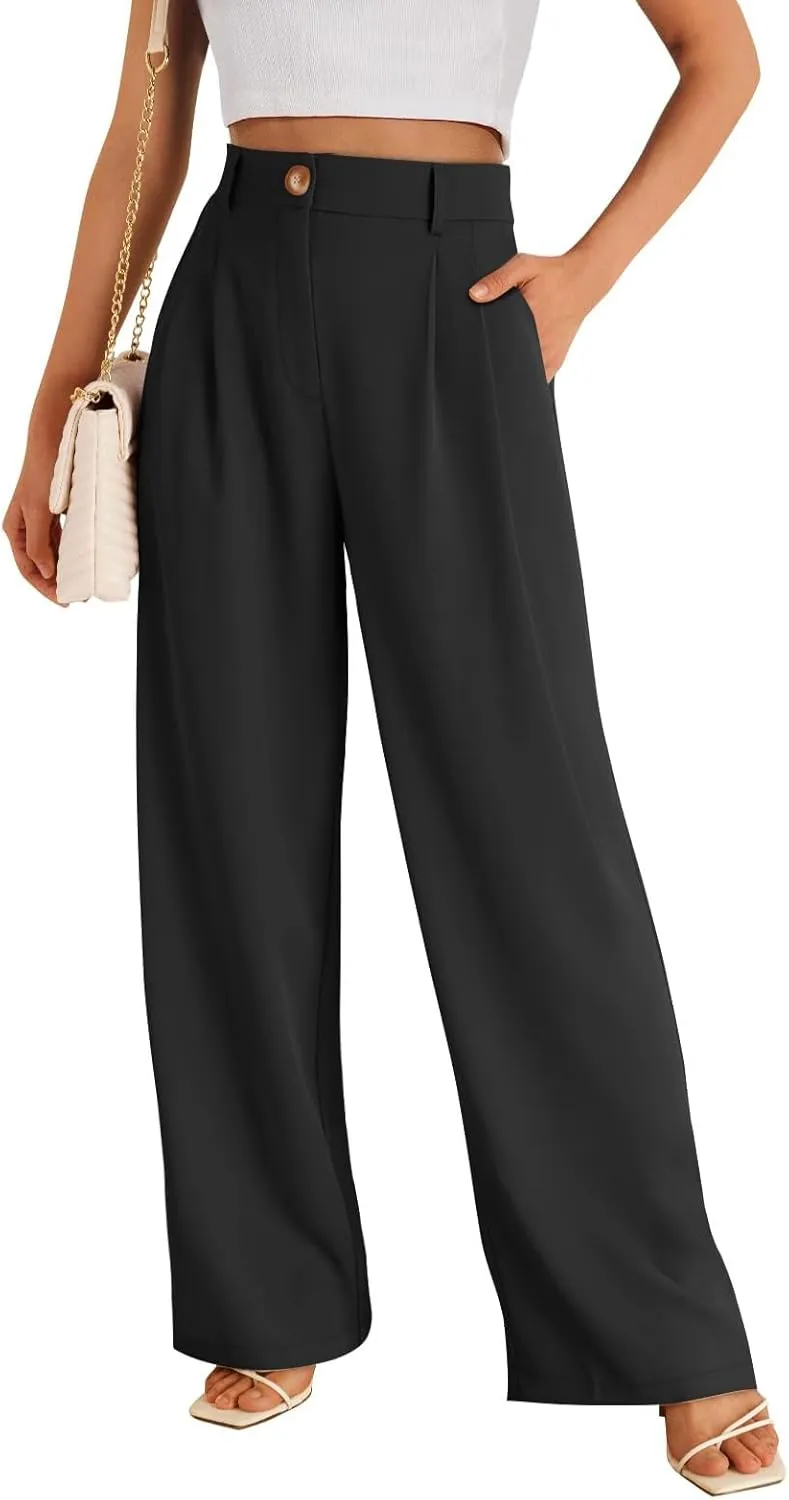 Wide Leg Dress Pants for Women Business Casual Work Trousers Long Straight Suit Pants High Waisted Slacks