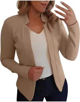 Women's Cropped Blazer Jacket Dressy Cardigan Lightweight Office Jacket Plus Size Open Front Suit Blazers Outerwear