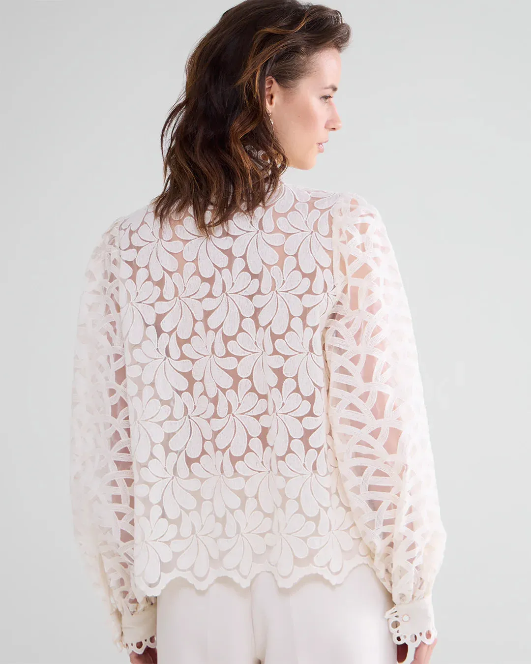 Woven Lace Top in Ivory