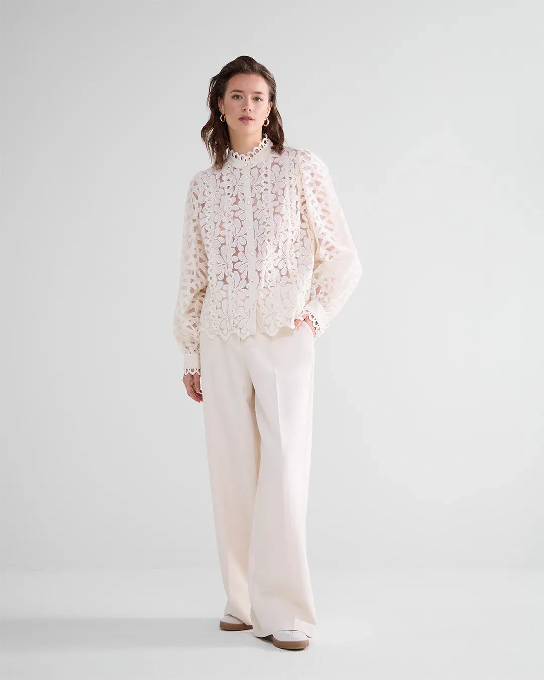 Woven Lace Top in Ivory