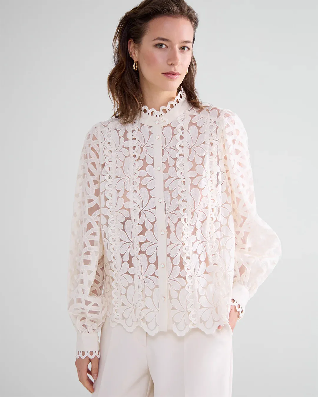 Woven Lace Top in Ivory