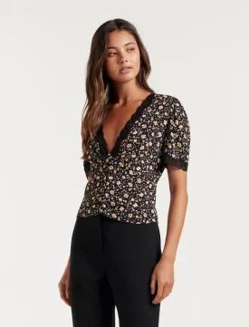 Zoey Lace Trim Blouse