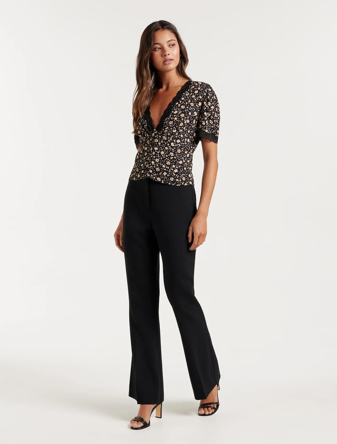 Zoey Lace Trim Blouse