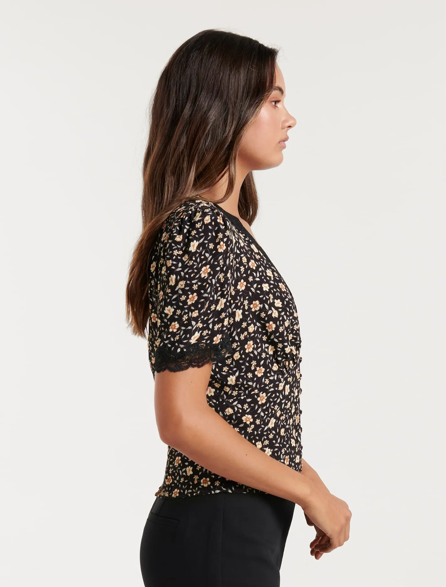 Zoey Lace Trim Blouse